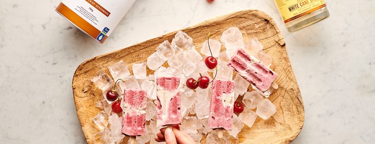 Protein Kirsch Colada Popsicles