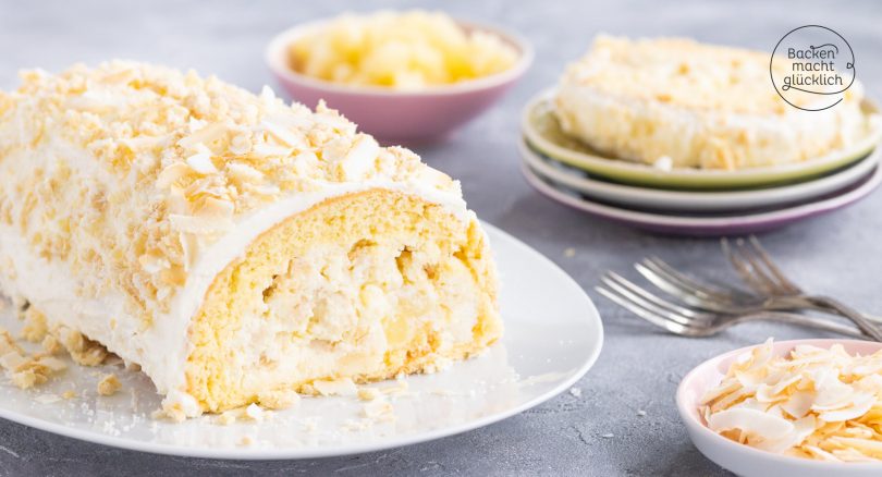 Coconut Swiss roll with pineapple |  Baking makes you happy